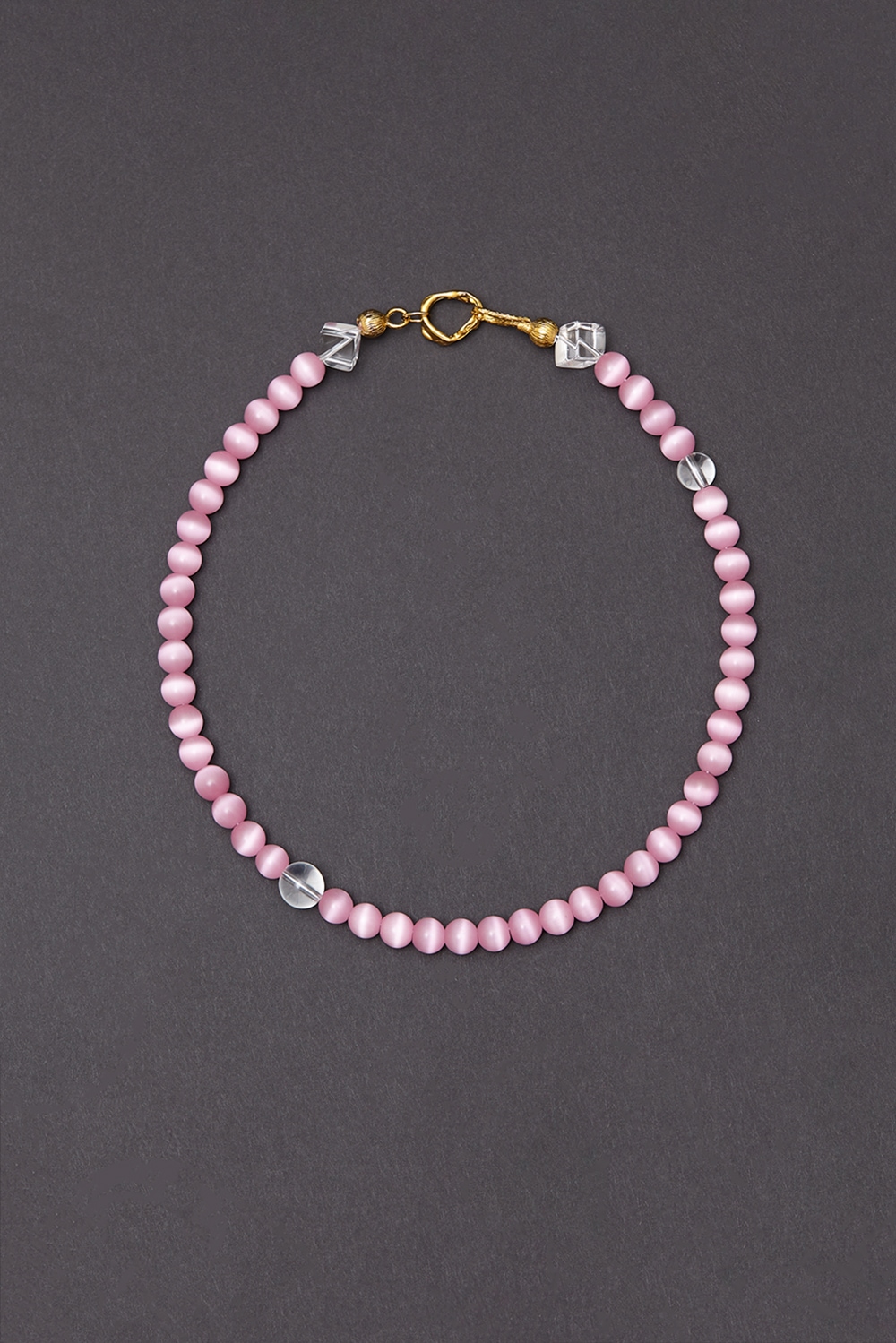 [HAZINA] 8m Pink Cats Eyes Necklace
