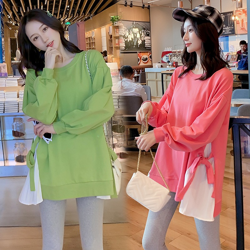 【日本未発売/送料無料】マタニティ トップス スエット チュニック サイドリボン