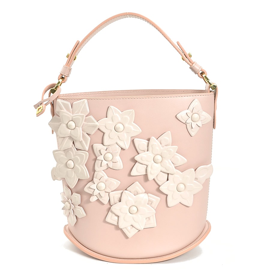 DELVAUX デルヴォー ハンドバッグ Pin パン ミニバケット フラワー レザー ピンク レディース a0543