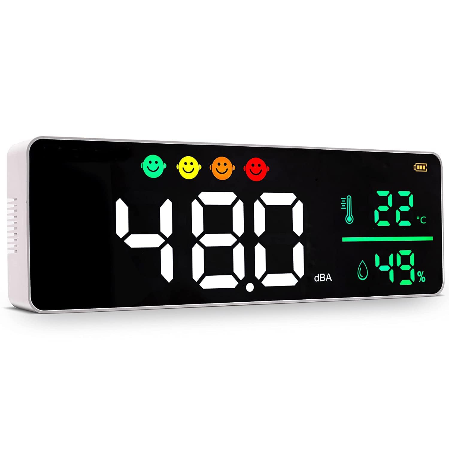 ANRIS 騒音計 壁掛け 大型LED デシベルメーター ノイズメーター 測定範囲30-130dBA 騒音検知温度検知湿度検知 3-in-1 デジタル ノイズ測定器 教室騒音計 音響レベル計 音圧