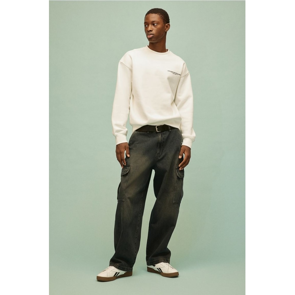 H&M ルーズフィットプリントスウェットシャツホワイト/ロサンゼルス