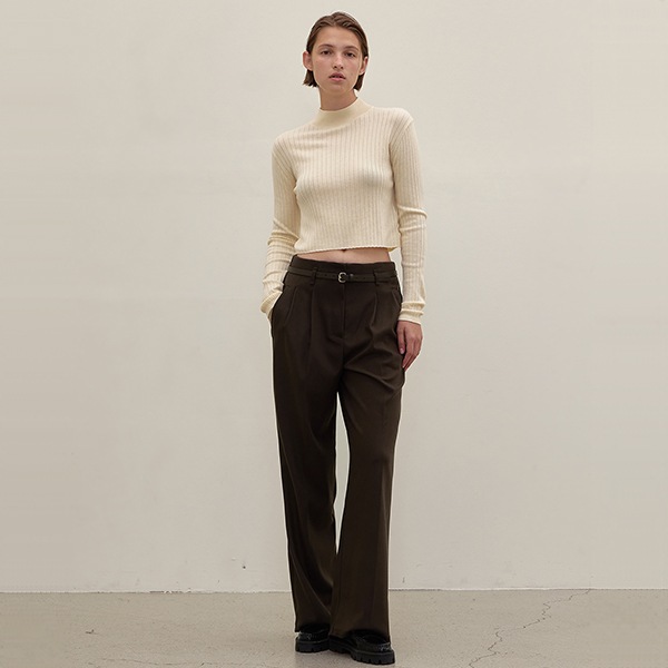 (PT-5474)Warm Touch Wide Belt Set Pants S