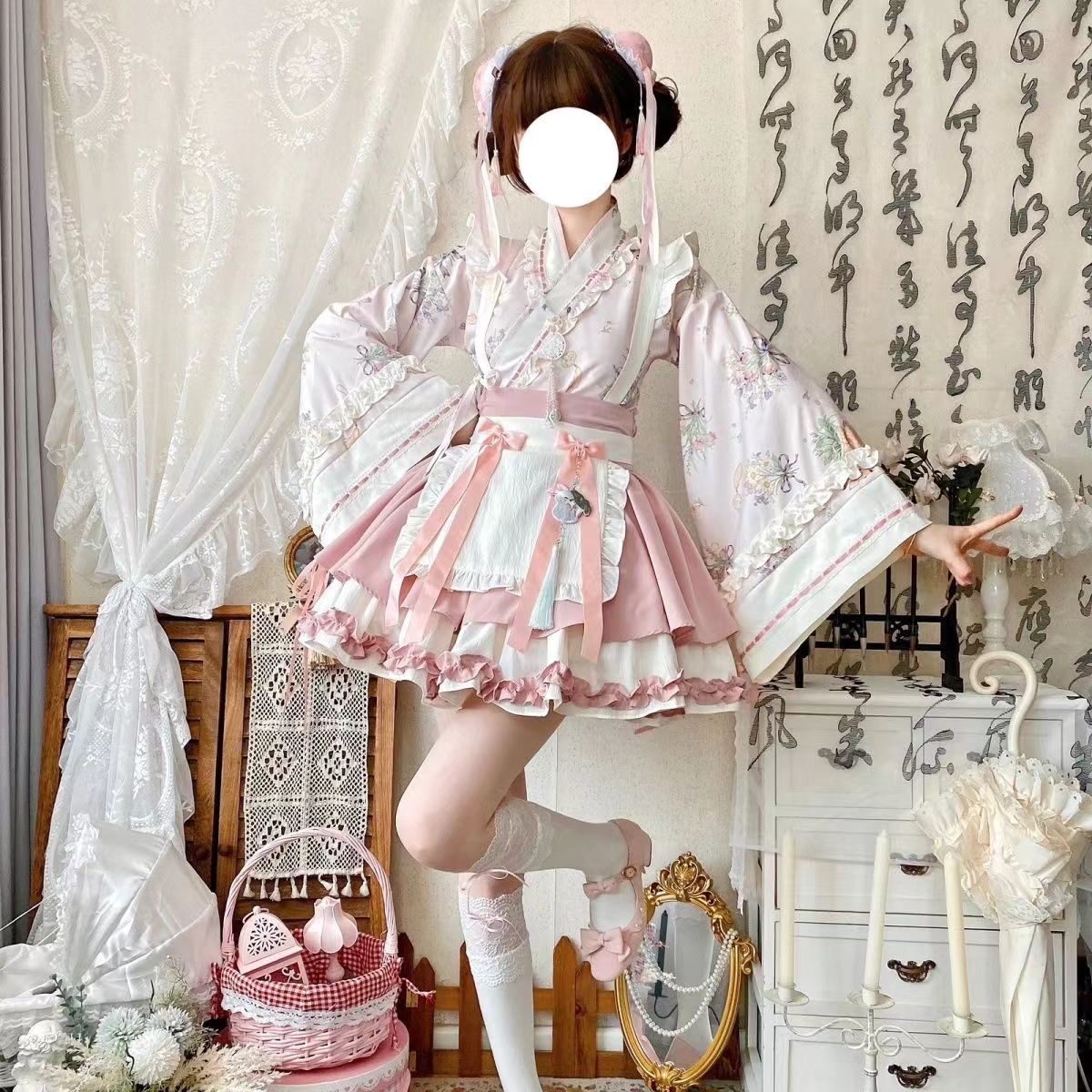 ロリータ 【小薬師本草植物】 中華風ロリータ かわいい セクシー メイド服 ワンピース