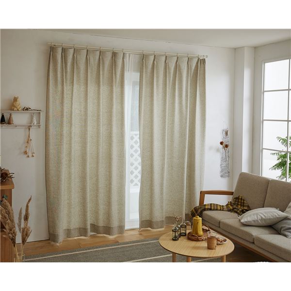 ドレープカーテン (ヘリングル 約100×200cm 1枚入 G1054) 洗える 共布タッセル付き スミノエ 日本製 インテリア用品