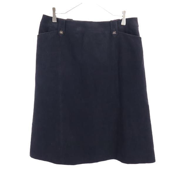 三陽商会 ロング丈 コーデュロイ スカート 15 ブラック系 バックジップ レディース