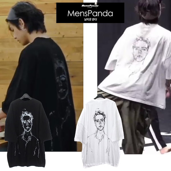 BTS V テテ 着用 マンフェイス ジャイアント オーバーボックスTシャツ 半袖