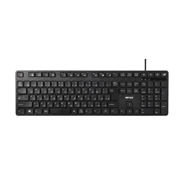 （まとめ）バッファロー USB接続有線フルキーボード 静音設計 ブラック BSKBU320BK 1台 3セット