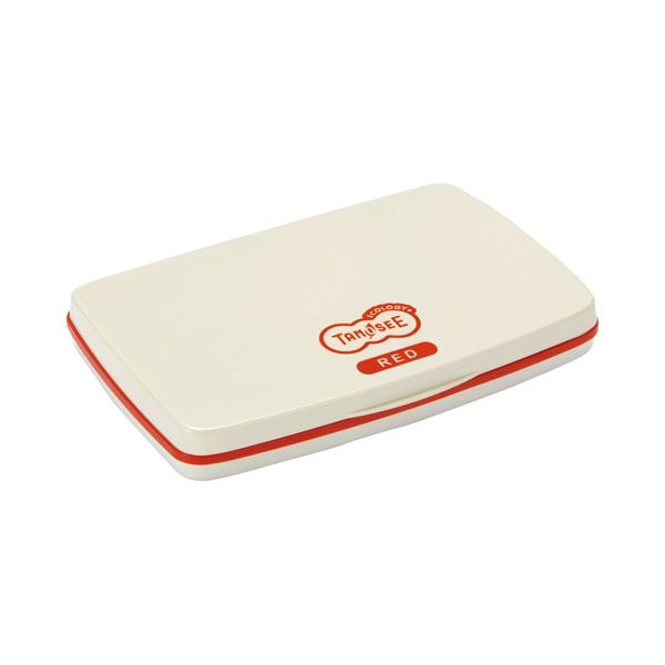 (まとめ) TANOSEE スタンプ台 中形 赤 1個 (×10セット)