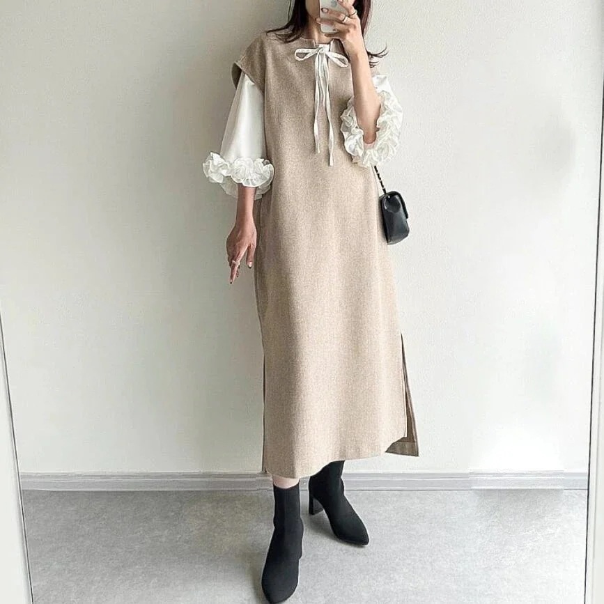 春 ワンピース ゆったり 着痩せ Vネック ロングワンピース ワンピース レディース30%までに制限