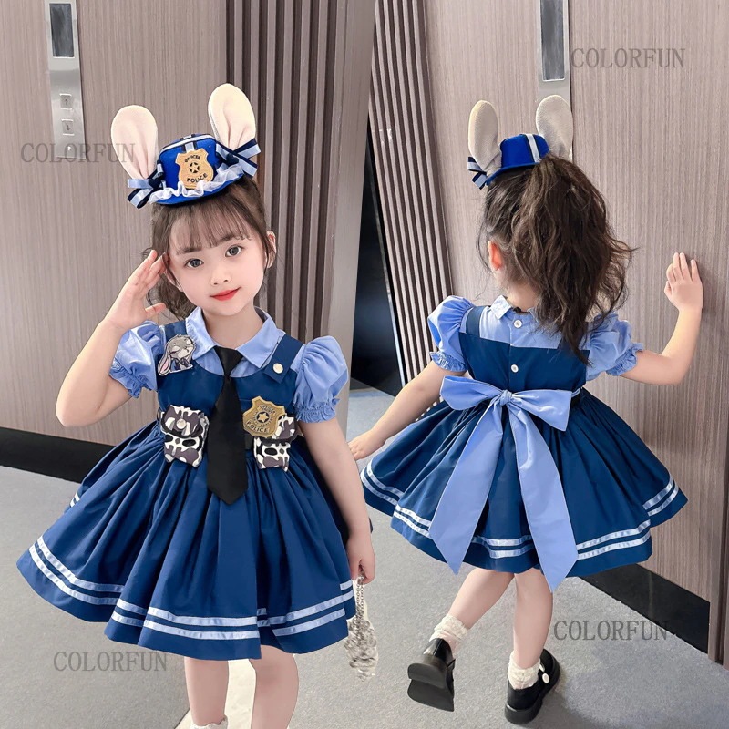 ズートピア ジュディホップス Judy Hopps 警察服 ワンピース コスプレ衣装 ペアルック キッズ コスチューム 誕生日 プレゼント 文化祭 ハロウイーン 変装 仮装 子供用 こどもの日