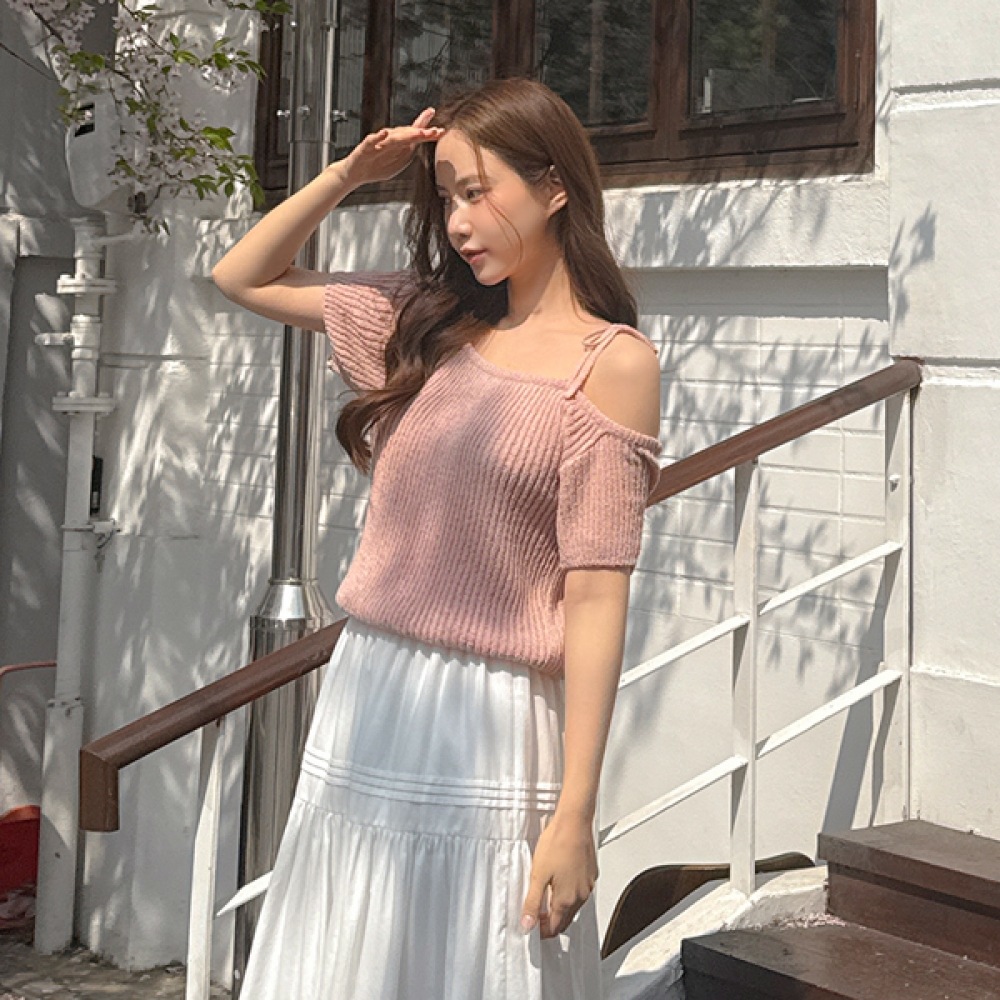 [JSTYLEのイーブレット] イーブレットラテムオフショルダーリボンニット Jスタイル