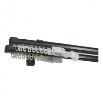 伸縮カーテンレール クロスライド 4mダブル(2.1-4.0m) ダークウッド