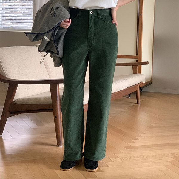 (下半身の贅肉カバー/ポイントカラー/デイリーからフォーマルまで) Tenue ハイウエスト コーデュロイ セミワイドパンツ ps5026
