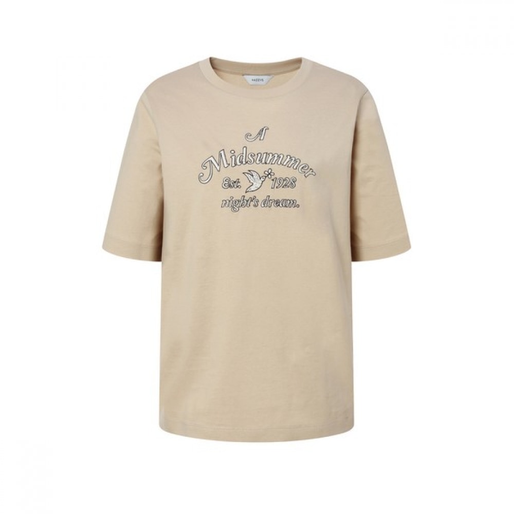 [ヘッジズレディース] 25SS グラフィックリラックスフィットショートスリーブ T シャツライトベージュ HSTS5BC25I1