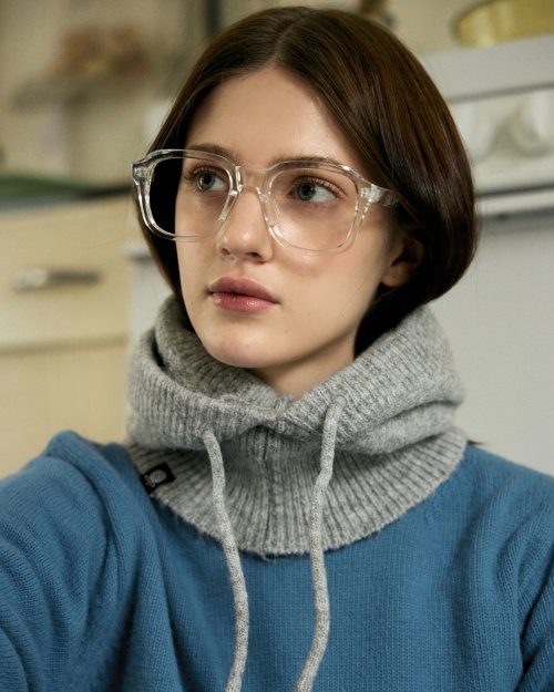 ROUNDTRICOT Accentuated Knitwear Baraklava - Light Gray