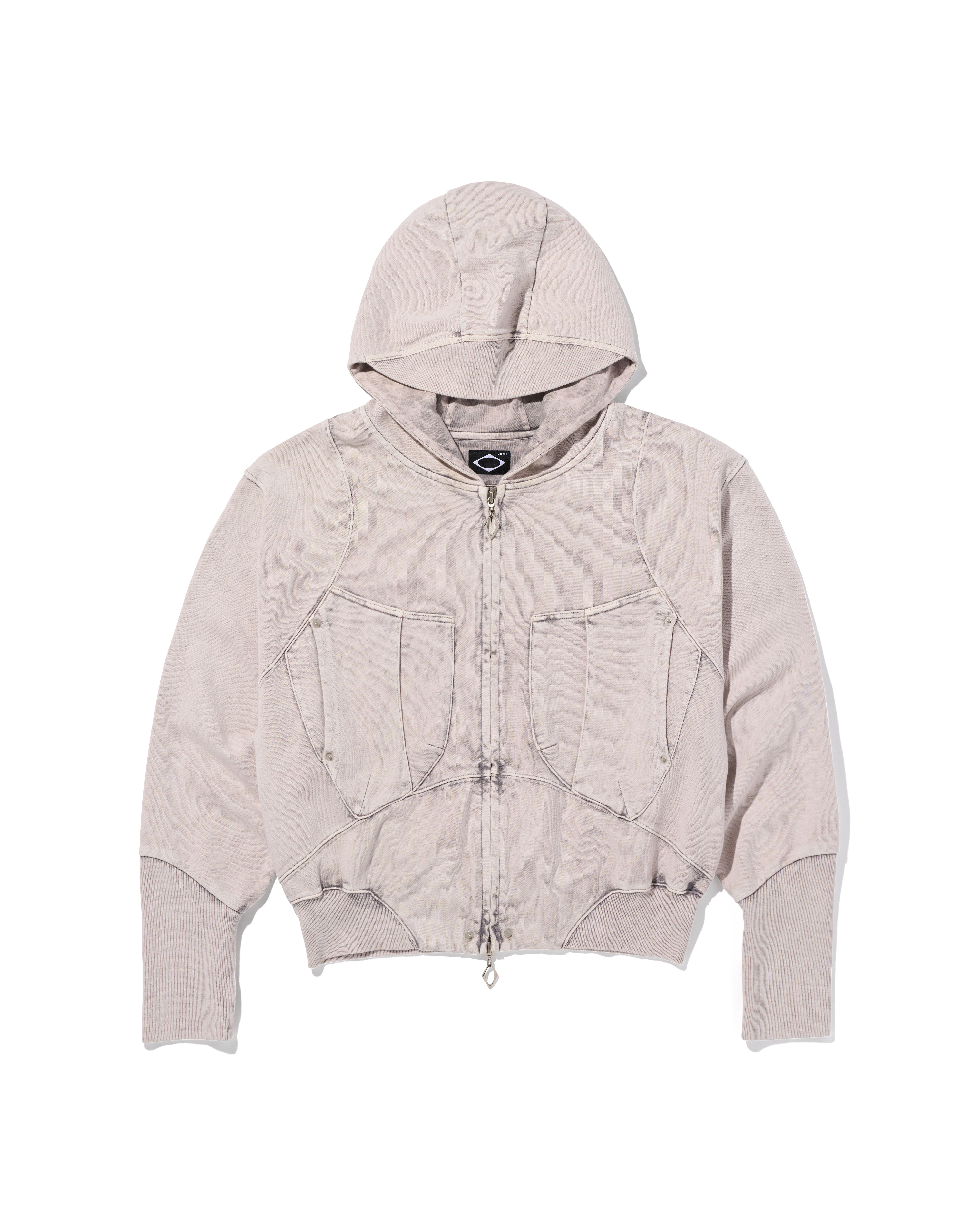 【MISCHIEF】 BIG POCKET HOODIE : BLEACHED PINK GREY