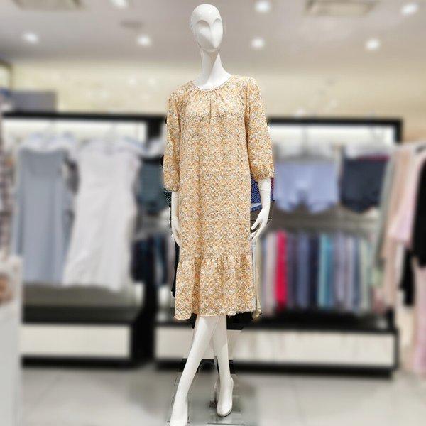 AK盆唐店 ポリプリーツフラワープリントレディースワンピースパジャマ GW8865A