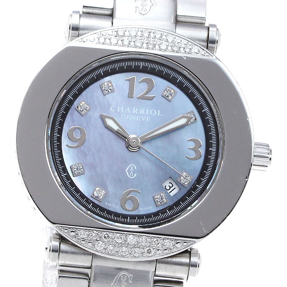 シャリオール CHARRIOL CCR30D コロンブス デイト ダイヤモンド クォーツ レディース _833216【中古】