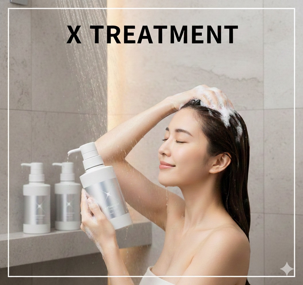 【２点セット】X TREATMENT シャンプー＆コンディショナー 各500ml セット 髪質改善 超高濃度リンゴ果実培養細胞エキス 艶髪 ダメージ補修 エイジングケア