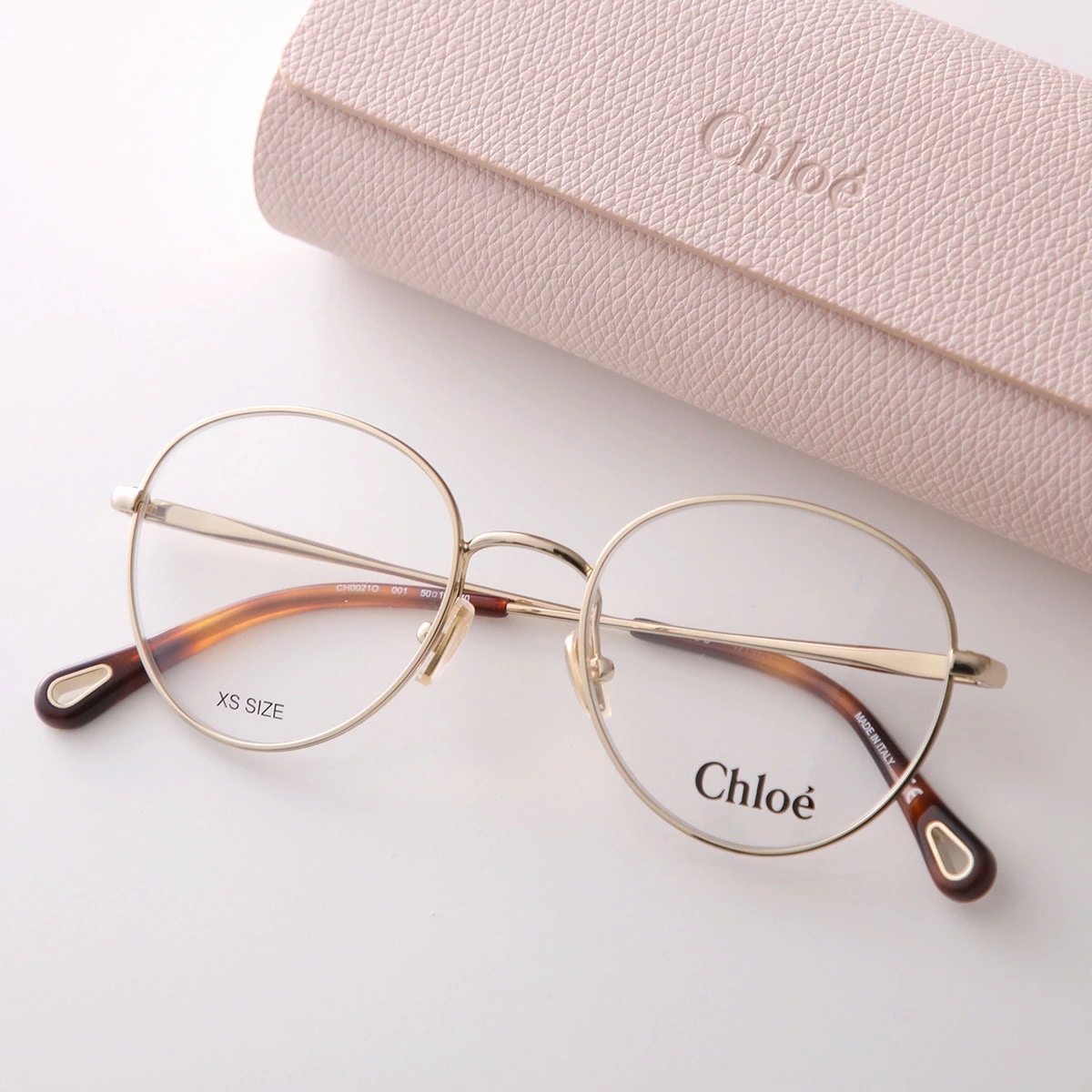 Chloe クロエ メガネ CH0021O レディース ボストン型 メタルフレーム 細フレーム フルリム クリングスタイプ めがね 眼鏡 ロゴ 001/GOLD-GOLD-TRANSPARENT