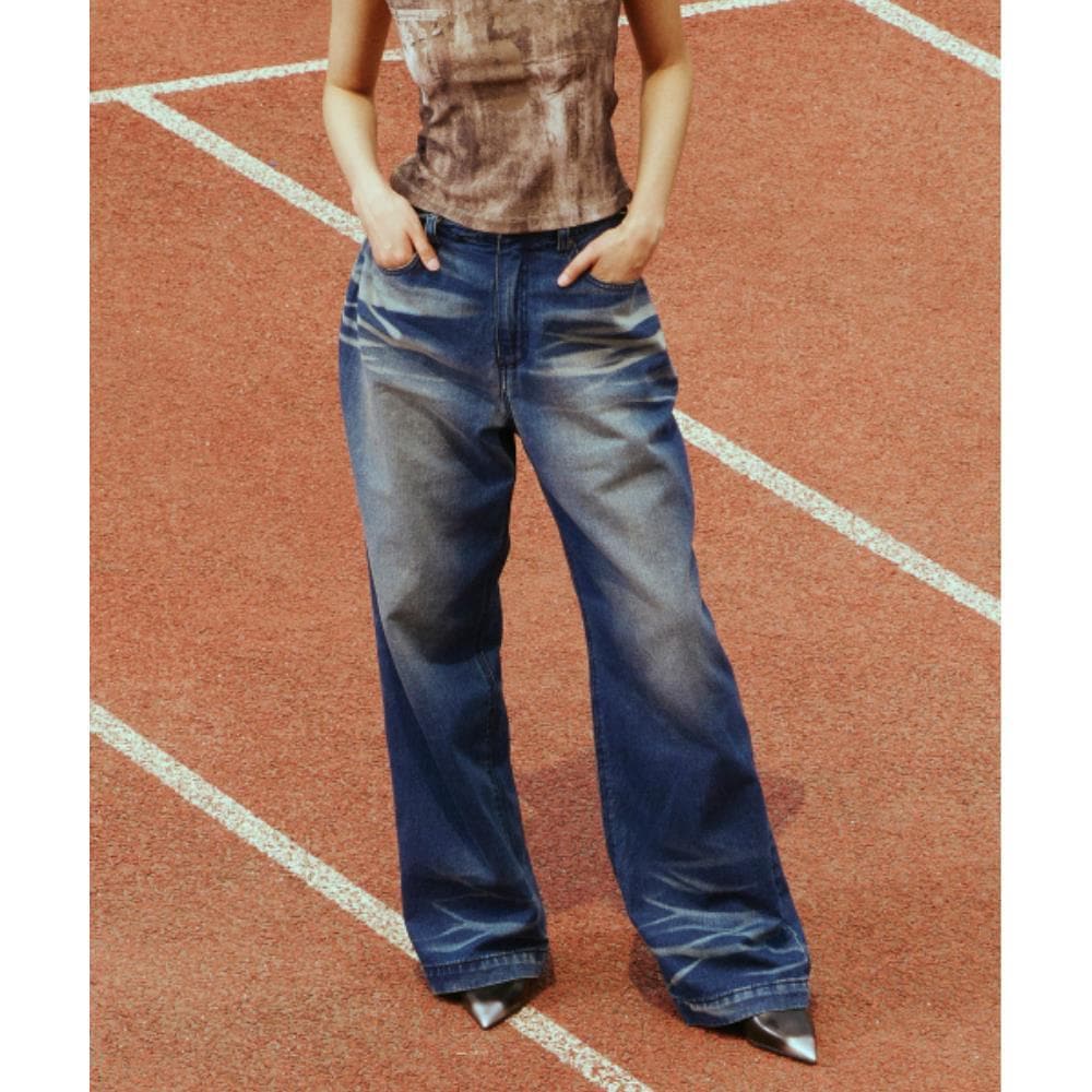 PRENDA VINTAGE WASHED DENIM PANTS INDIGO DENIM PRTFSSDP1