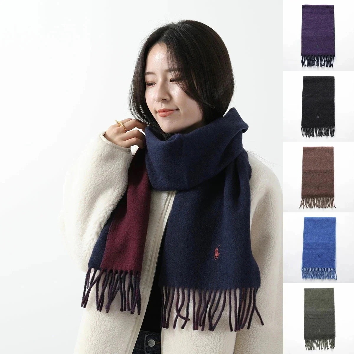 Polo Ralph Lauren ポロラルフローレン マフラー PC0455 レディース ポニー刺繍 フリンジ ストール ナイロン混ウール カラー6色