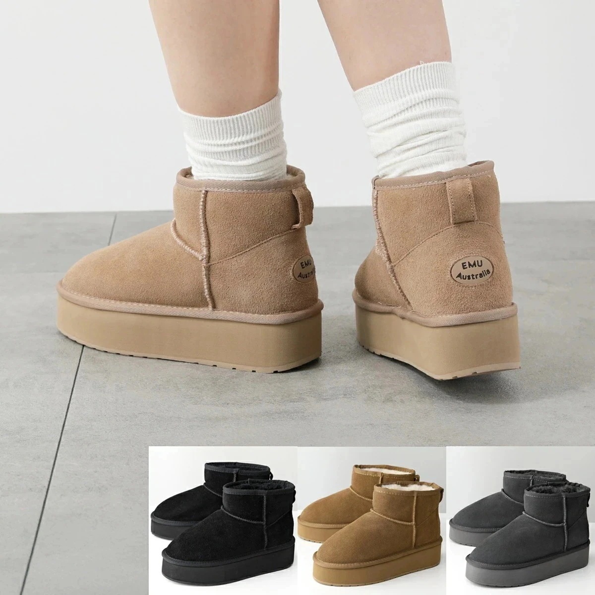 EMU Australia エミュオーストラリア ムートンブーツ PLATFORM MICRO WOOL W13159 レディース ショートブーツ スウェード