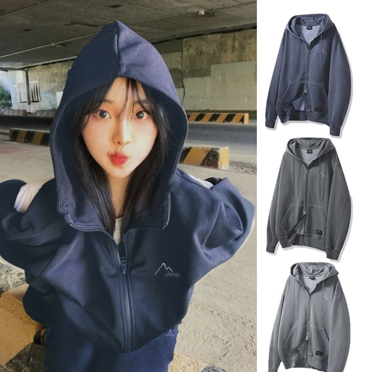 [2024FW] ピグメント 2way Peak-Logo フードジップアップ 3色 韓国ファッション 新学期 カップルルック オーバーサイズ