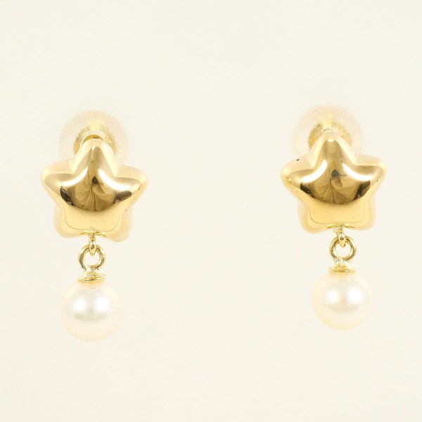 K18 18金 YG ピアス パール (真珠) 中古