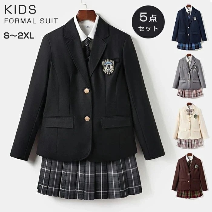 【急速出荷!】卒業式 スーツ 女の子 5点セット 入学式 4点セット 女子高校生 jk制服 セレモニースーツ ネクタイ スーツ ブレザー 中学生 高校生 中高生 フォーマルスーツ 女児 ジュニア 子供