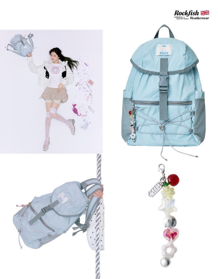 [X ILLIT] 韓国限定 韓国人気 SNS流行 ファッショントレンド バッグ FLAP BACKPACK - SKY BLUE