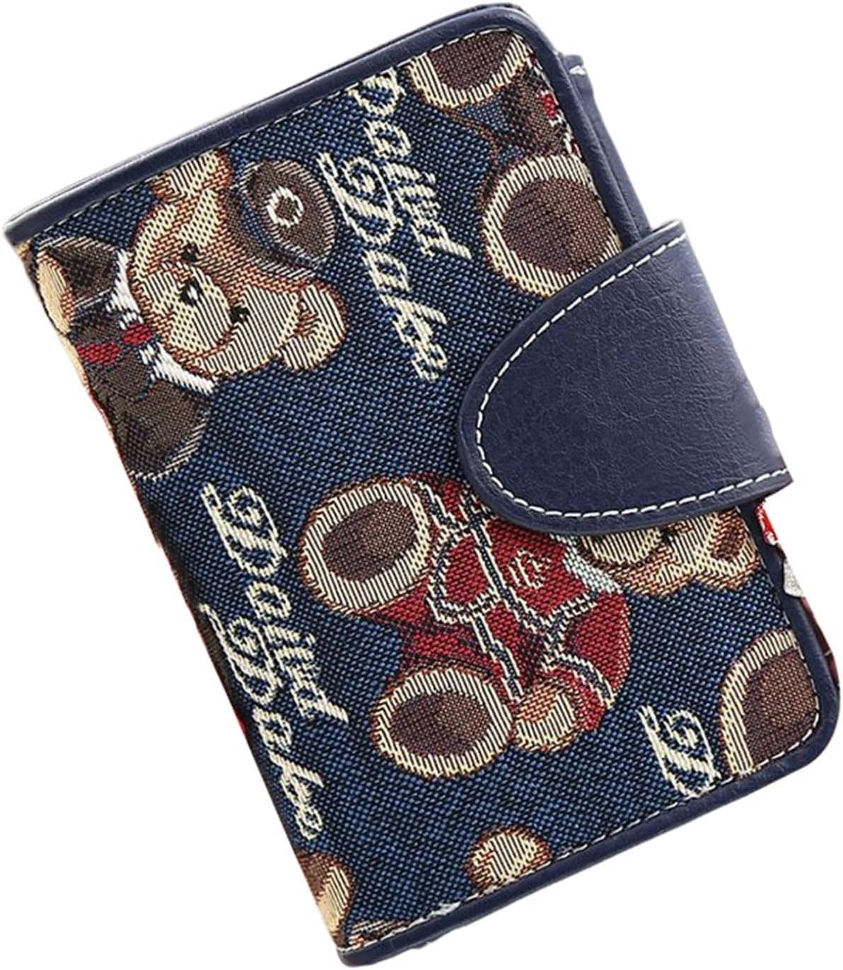 【20%OFFクーポン】財布 レディース 三つ折り 小さい くま 英字柄 軽い ファスナー ボタン 大容量 カード入れ 小銭入れ 多機能 使いやすい スキミング防止 ウォレット コインケース かわいい