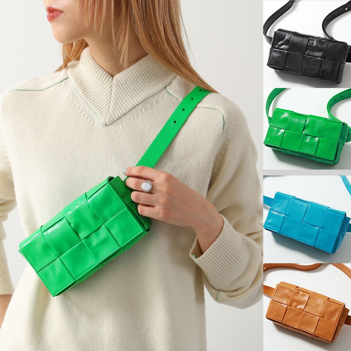 BOTTEGA VENETA ボッテガヴェネタ ボディバッグ CASSETTE カセット 651053 VCQ72 レディース ベルトバッグ マキシイントレ レザー クラッチ 鞄