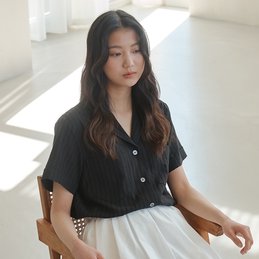 STITCH POCKET SHIRT_BLACK