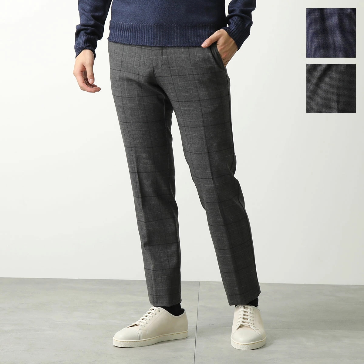 GERMANO ジェルマーノ スラックスパンツ CITY 3NEG 7637 メンズ チェック柄 センタープレス ウールブレンド ストレッチ カラー3色