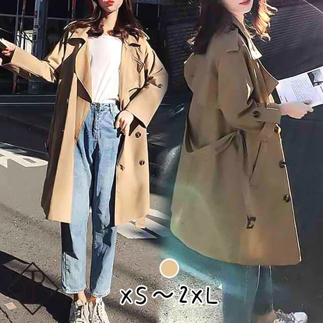 【即納】トレンチコート レディース ロング トレンチコート ロング丈 コート アウタートレンチコート ビッグ シルエット トレンチコート ロング丈 コート アウター トレンチコート カーキ レンチコー