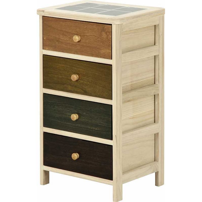 不二貿易 39624 桐製 マルチカラフル4段ボックス シンクエ 39624フジボウエキ