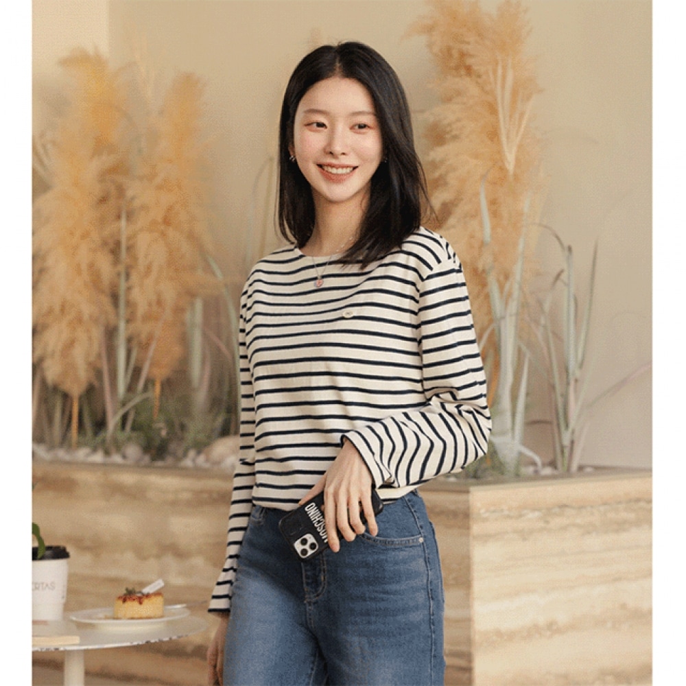 Click & Funny ムリボーンペンダントストライプ T シャツ