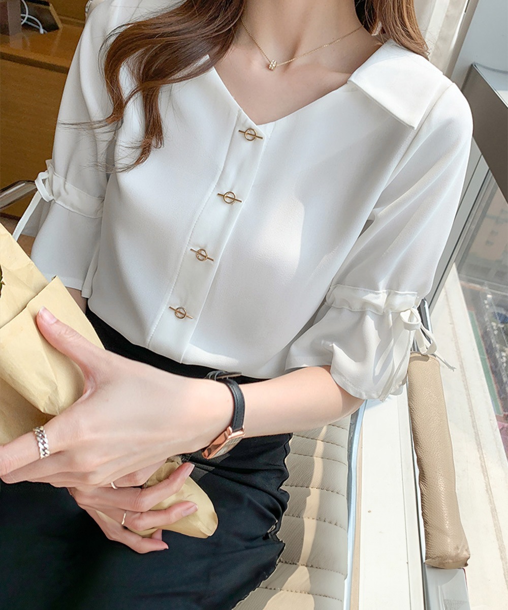 国内即納 ブラウス レディース ベルスリーブシャツ 84LIUJIE-004