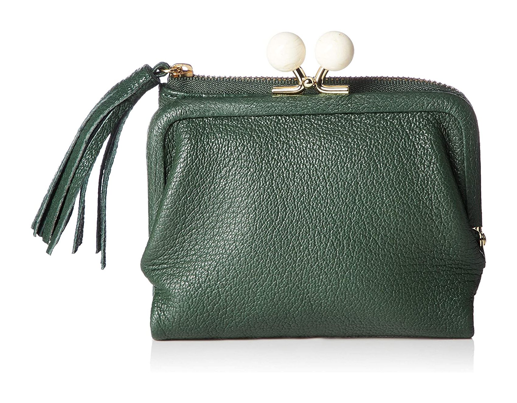 財布 ミニ財布 レディース がま口 二つ折り グリーン 本革 ペルケ 08-06-03160 二つ折り財布 おしゃれ アクリル玉 札入れ 小銭入れ さいふ カードポケット みどり