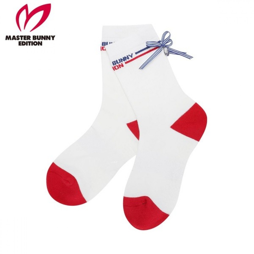 (Master Bunny) レディースノンスリップカラーリボンミッドネックソックス