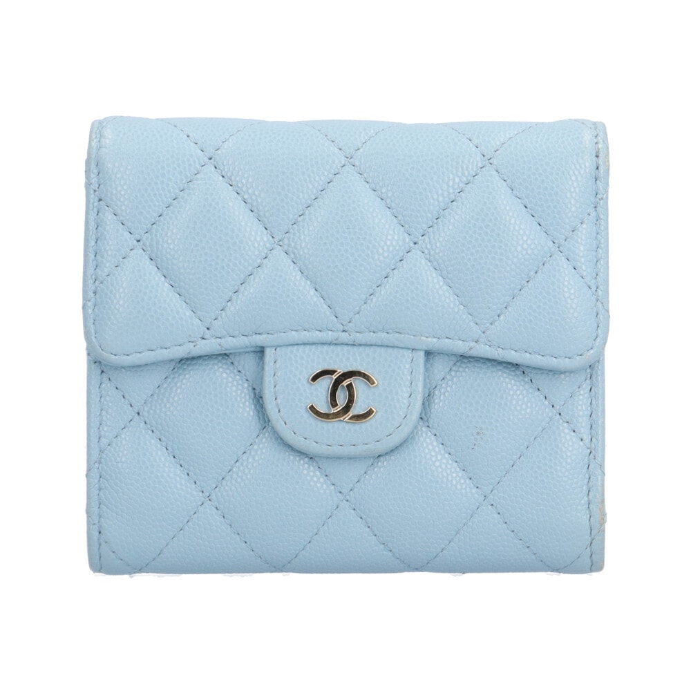 シャネル クラシックスモールフラップウォレット マトラッセ 三つ折り財布 キャビアスキン AP0231 CHANEL 中古
