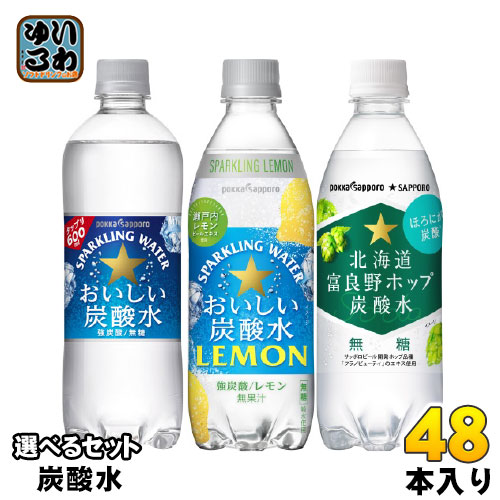 ポッカサッポロ おいしい炭酸水 北海道富良野ホップ 炭酸水 500ml 600ml ペットボトル 選べる 48本 (24本×2) タンサン レモン 無糖炭酸水 強炭酸 選り取り よりどり