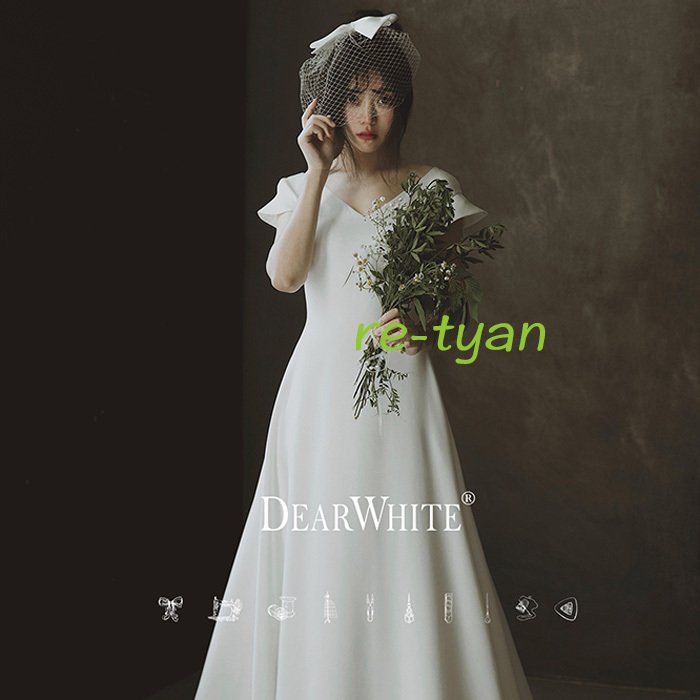 ロングドレス 演奏会 ウェディングドレス 二次会 シンプル 前撮り Aラインドレス ビーチフォト後撮