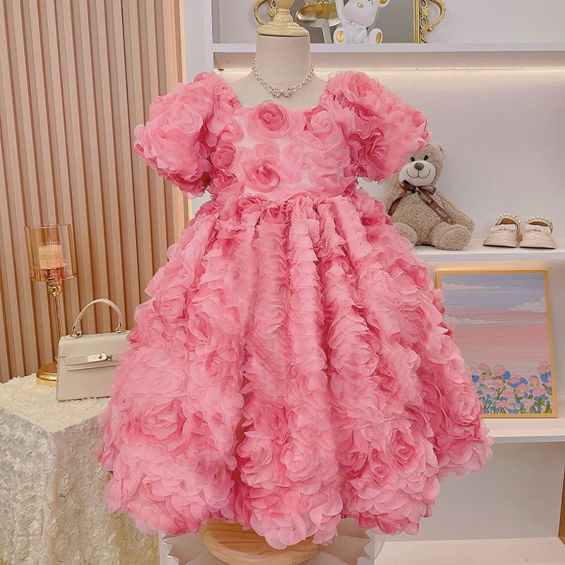 ガールズドレスサマー子供立体フラワー セスドレスガールサマードレススーパーフェアリー