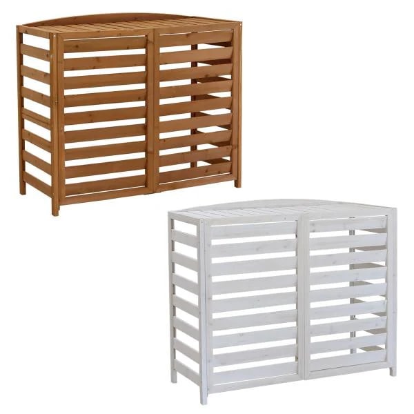 室外機カバー 日よけ 日除け 木製 おしゃれ 北欧 庭 玄関 ベランダ テラス 屋上 マンション 一軒家 戸建 目隠し 節電 逆ルーバー 直射日光 対策 白 ホワイト 棚