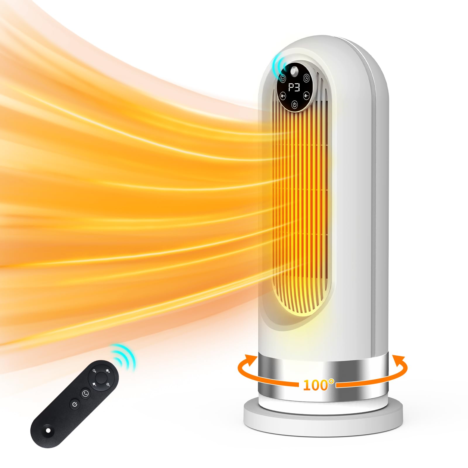 セラミックヒーター【2024冬新登場・人感センサー付き・節電対策】電気ファンヒーター セラミックファンヒーター 2秒即暖 ヒーター 3段階切替 100首振り 8時間タイマー ファンヒーター 暖房器具