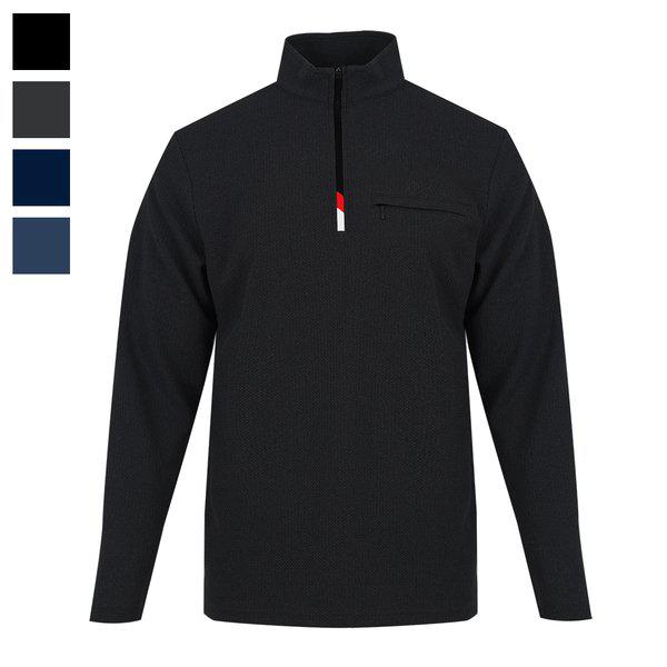 男性シグネチャーハーフジップ登山長袖Tシャツ FRX-TSA-123-ブラック