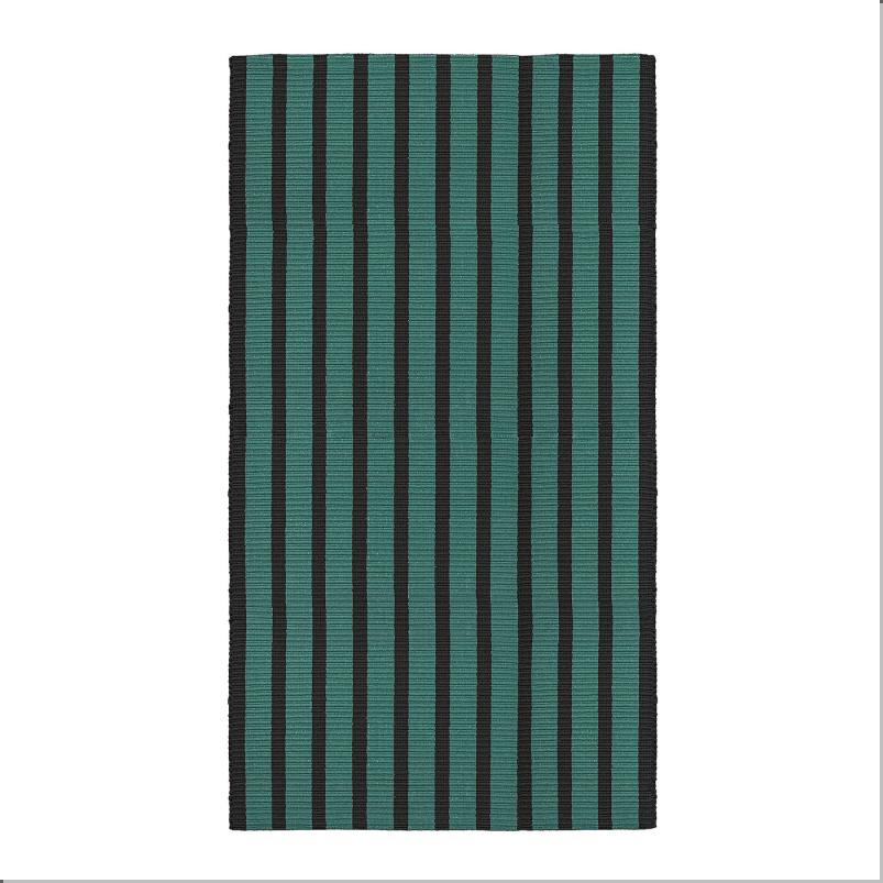VAGSKYLT ヴェグシールト ラグ 平織り - ブルーグリーン/ブラック 80x150 cm
