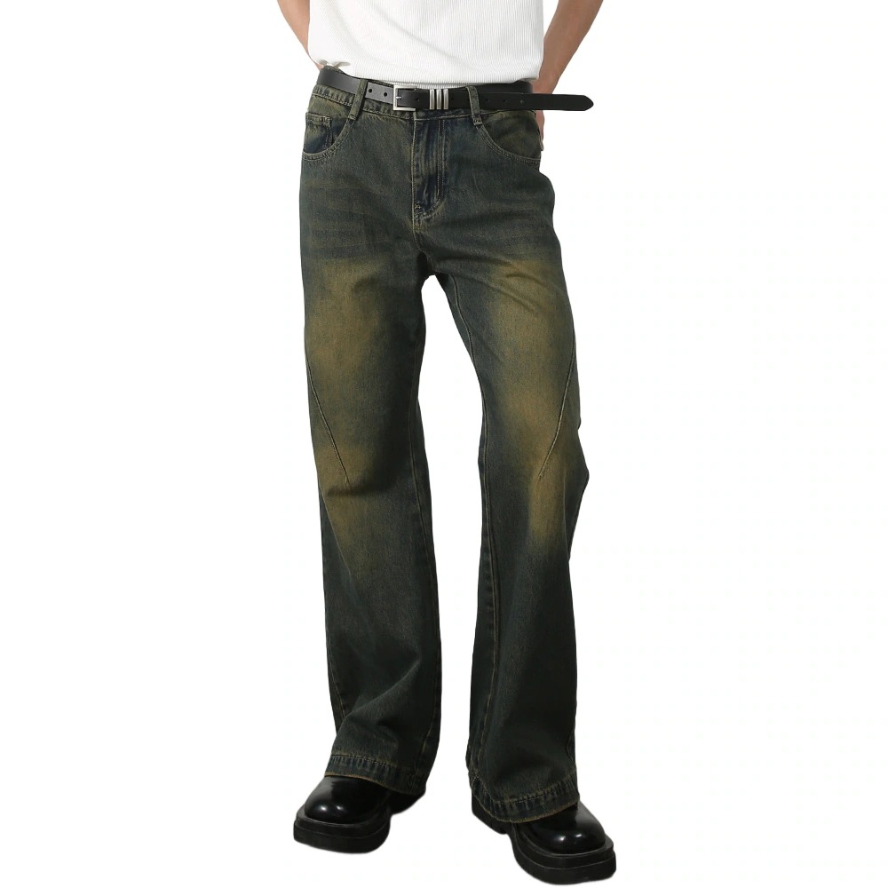 [最安値挑戦]！小さいサイズ ヴィンテージライク ルーズシルエット デニム バギーパンツ ジーンズ ワイド ゆったり デニムパンツ セミフレア メンズ